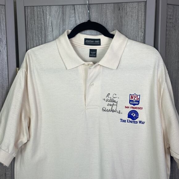 Rare R.C. Owens "Alley Oop' autographed 49er NFL Alumni cream polo men's L - Picture 5 of 15